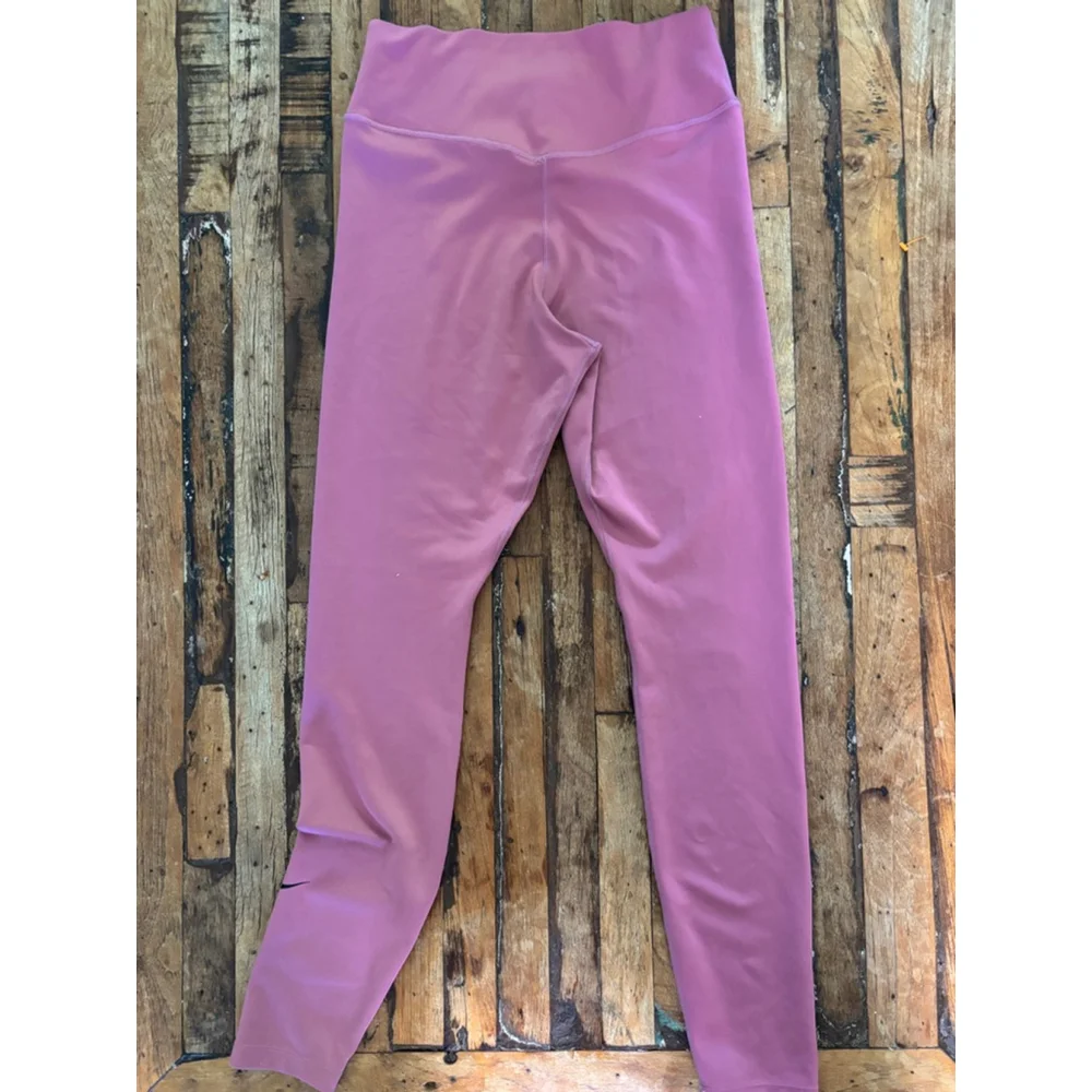 Women's Nike Dri-FIT Pink Leggings with Black Swoosh, Size M - Picture 2 of 7